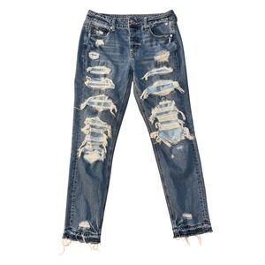 American Eagle Distressed Ripped Mom Jeans‎ Women's Size 4 Button Fly